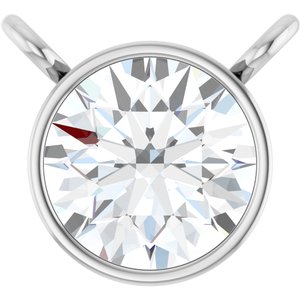 14K White 1/2 CT Lab-Grown Diamond Bezel-Set Necklace Center