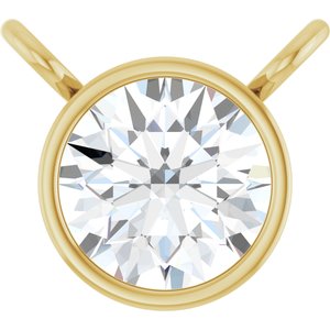 14K Yellow 1/5 CT Natural Diamond Bezel-Set Necklace Center