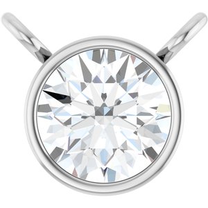 14K White 1/6 CT Natural Diamond Bezel-Set Necklace Center