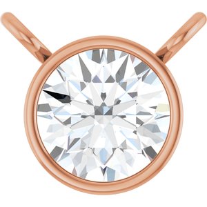 14K Rose 1/5 CT Natural Diamond Bezel-Set Necklace Center