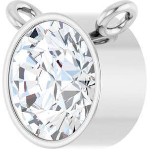 14K White 5/8 CT Natural Diamond Bezel-Set Necklace Center