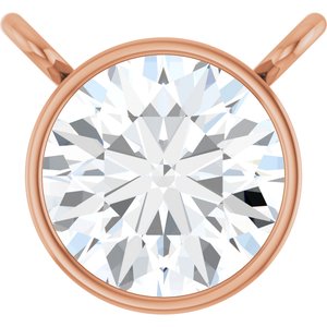 14K Rose 5/8 CT Lab-Grown Diamond Bezel-Set Necklace Center