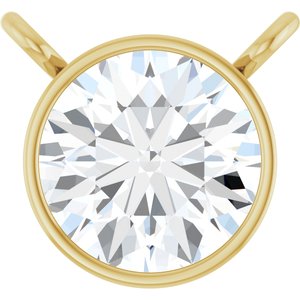 14K Yellow 5/8 CT Natural Diamond Bezel-Set Necklace Center