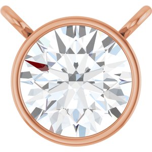 14K Rose 7/8 CT Natural Diamond Bezel-Set Necklace Center
