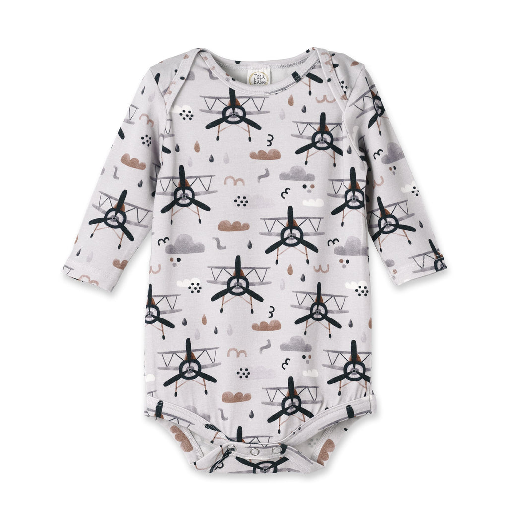 Airplane Baby Bodysuit - Bamboo Cotton Long Sleeve