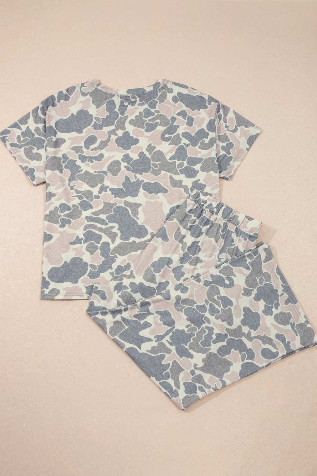 Plus Size Camo Top & Wide Leg Pants Set
