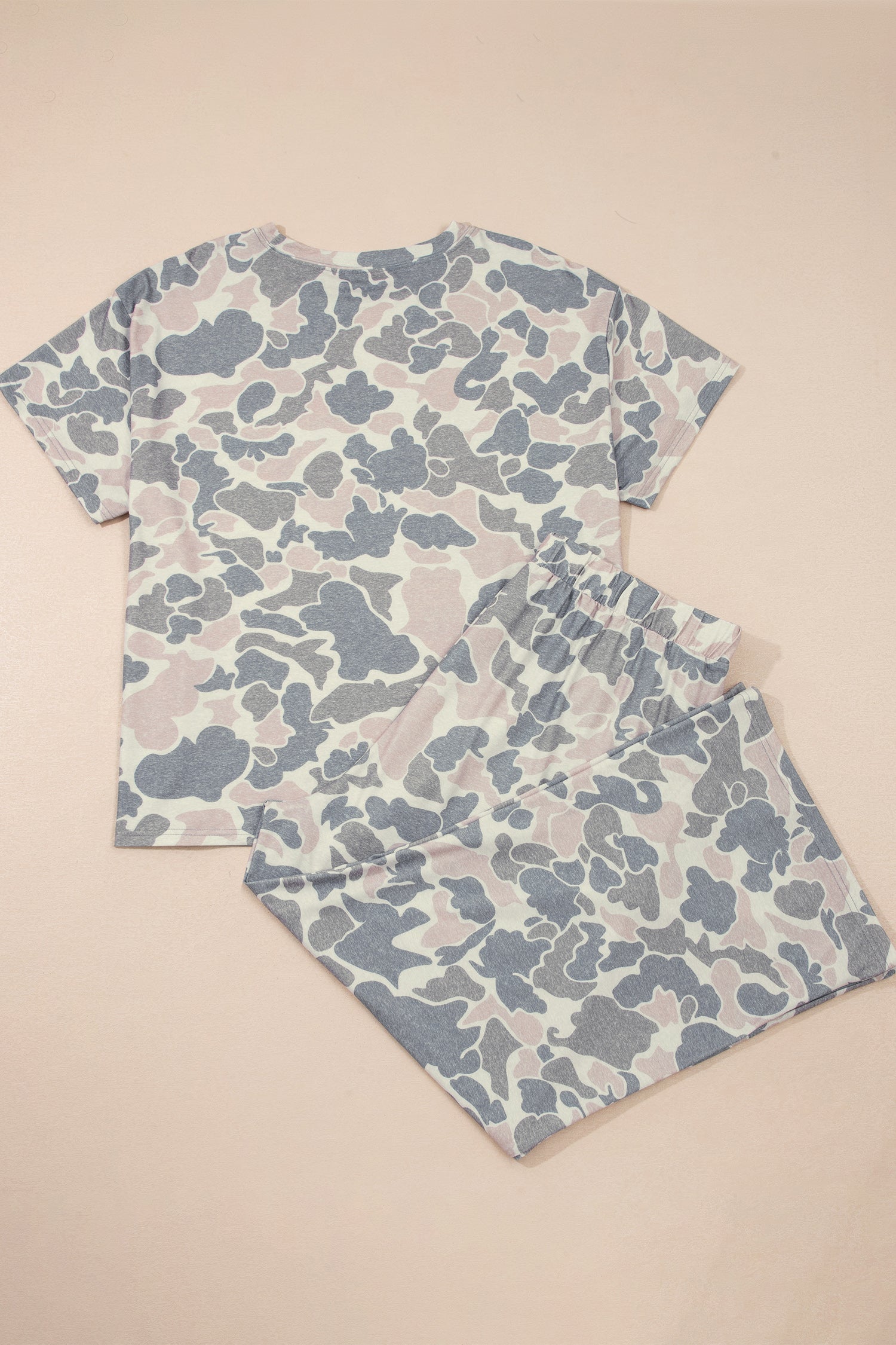 Plus Size Camo Top & Wide Leg Pants Set