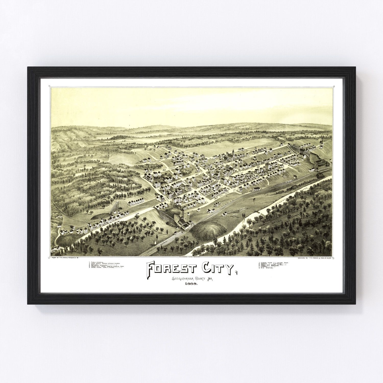 Vintage Map of Forest City, Pennsylvania 1889