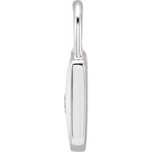 14K White Gold .035 CT Natural  Diamond & White Enamel Lock Charm/Pendant – image 2