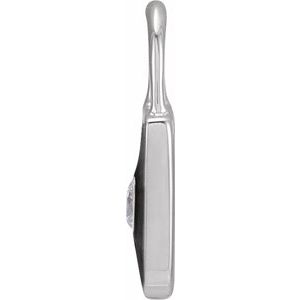 14K White Gold .035 CT Natural  Diamond & Black Enamel Lock Charm/Pendant – image 2