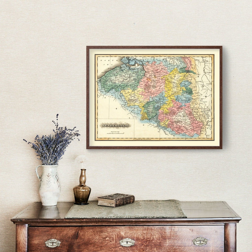 Vintage Map of Netherlands 1823