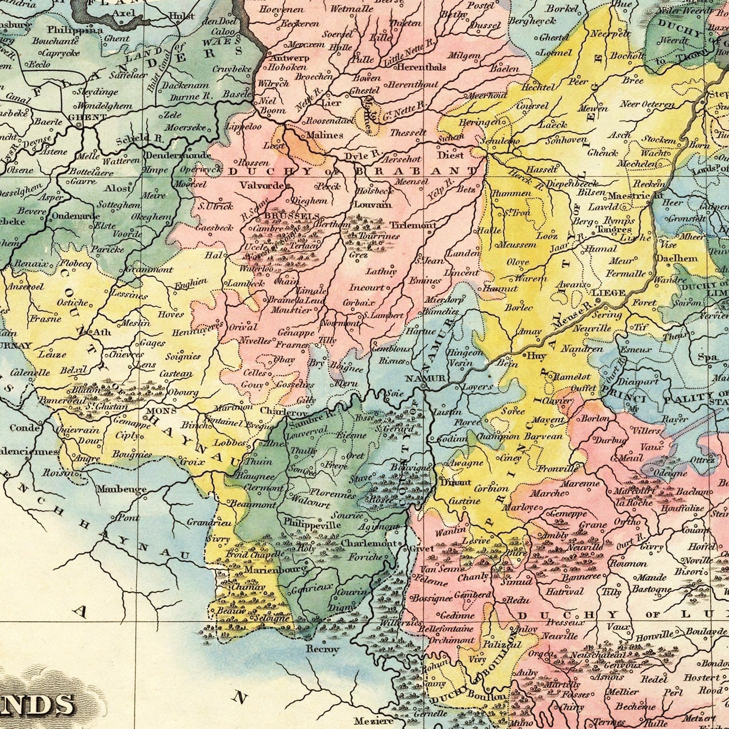 Vintage Map of Netherlands 1823