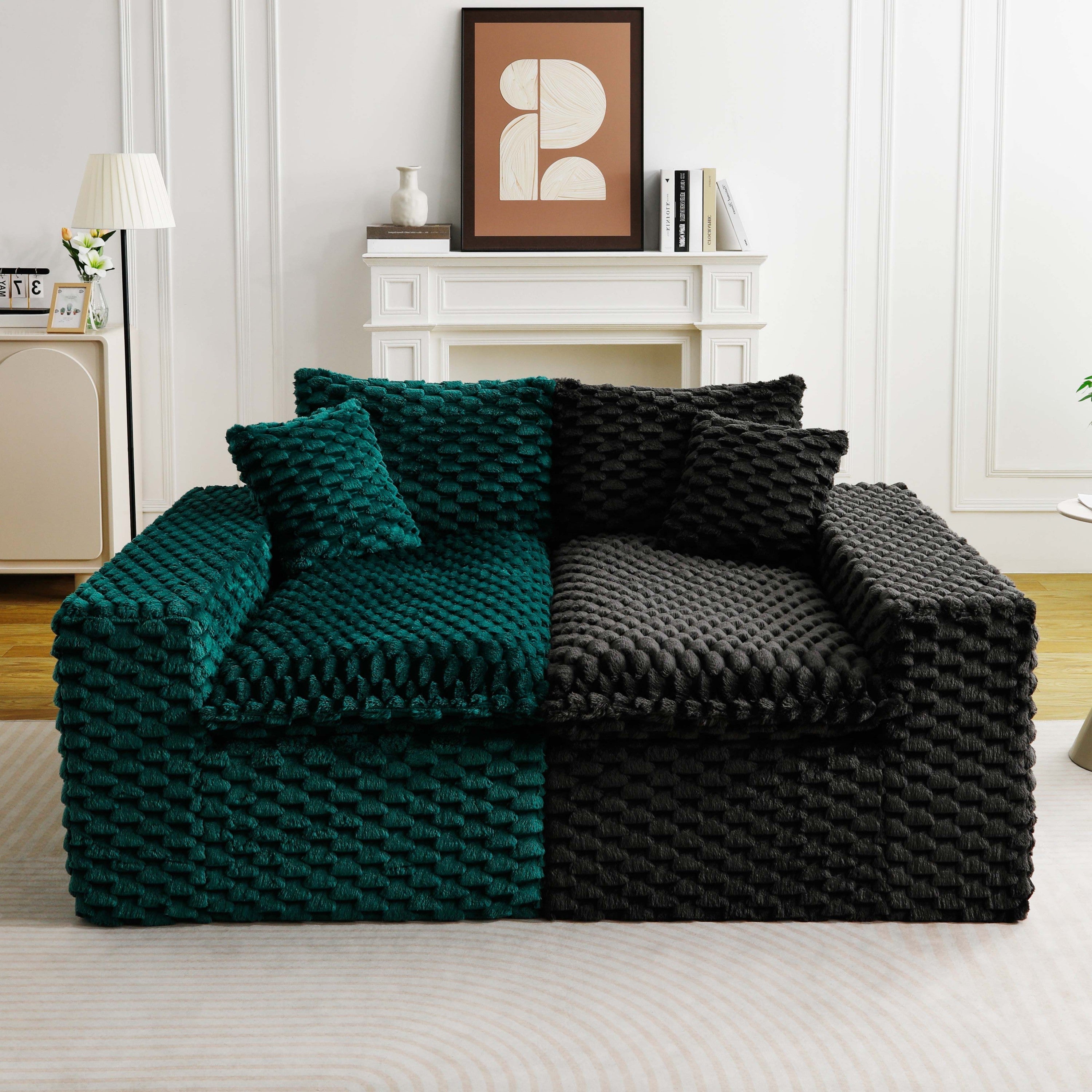 Luxury Color-Block Turtle Velvet Multifunctional Sofa - Arrangeable in Single Row, Side-by-Side or Facing Each Other, Stylish Living Room Furniture for Cozy Home Decor