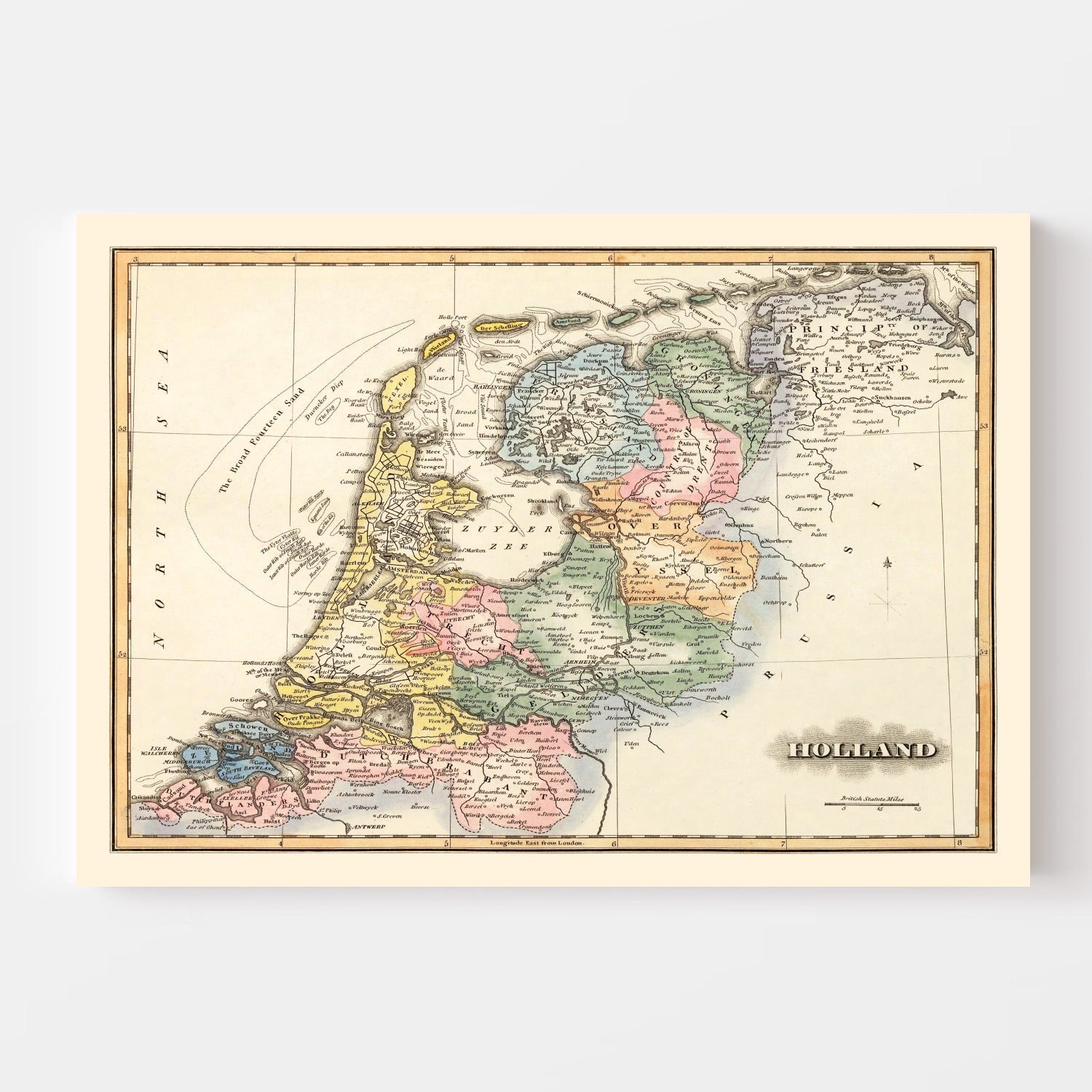 Vintage Map of Holland 1823