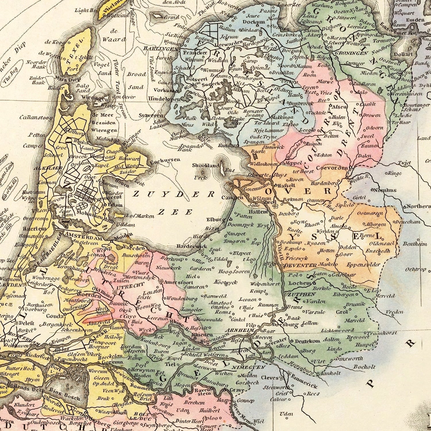Vintage Map of Holland 1823