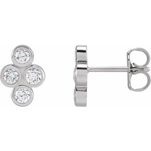 Sterling Silver 1/2 CTW Natural Diamond Cluster Earrings