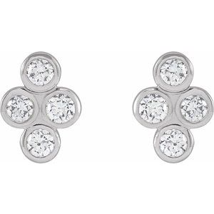 14K White Gold 1/2 CTW Natural Diamond Cluster Earrings – image 2