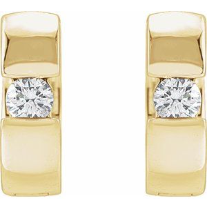 14K Yellow Gold 1/4 CTW Natural Diamond 12 mm Hinged Huggie Hoop Earrings – image 2