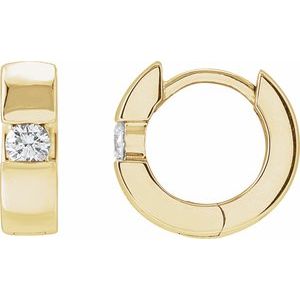 14K Yellow Gold 1/4 CTW Natural Diamond 12 mm Hinged Huggie Hoop Earrings