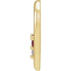 14K Yellow Gold Natural Ruby & .015 CT Natural Diamond Heart Pendant