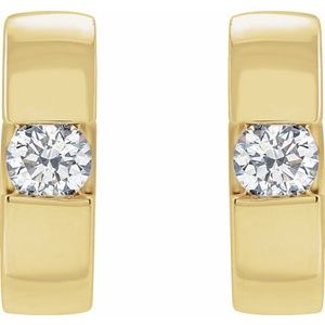 14K Yellow Gold 1/4 CTW Natural Diamond 12 mm Hinged Huggie Hoop Earrings – image 2