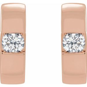 14K Rose Gold 1/8 CTW Natural Diamond Hinged Huggie Hoop Earrings