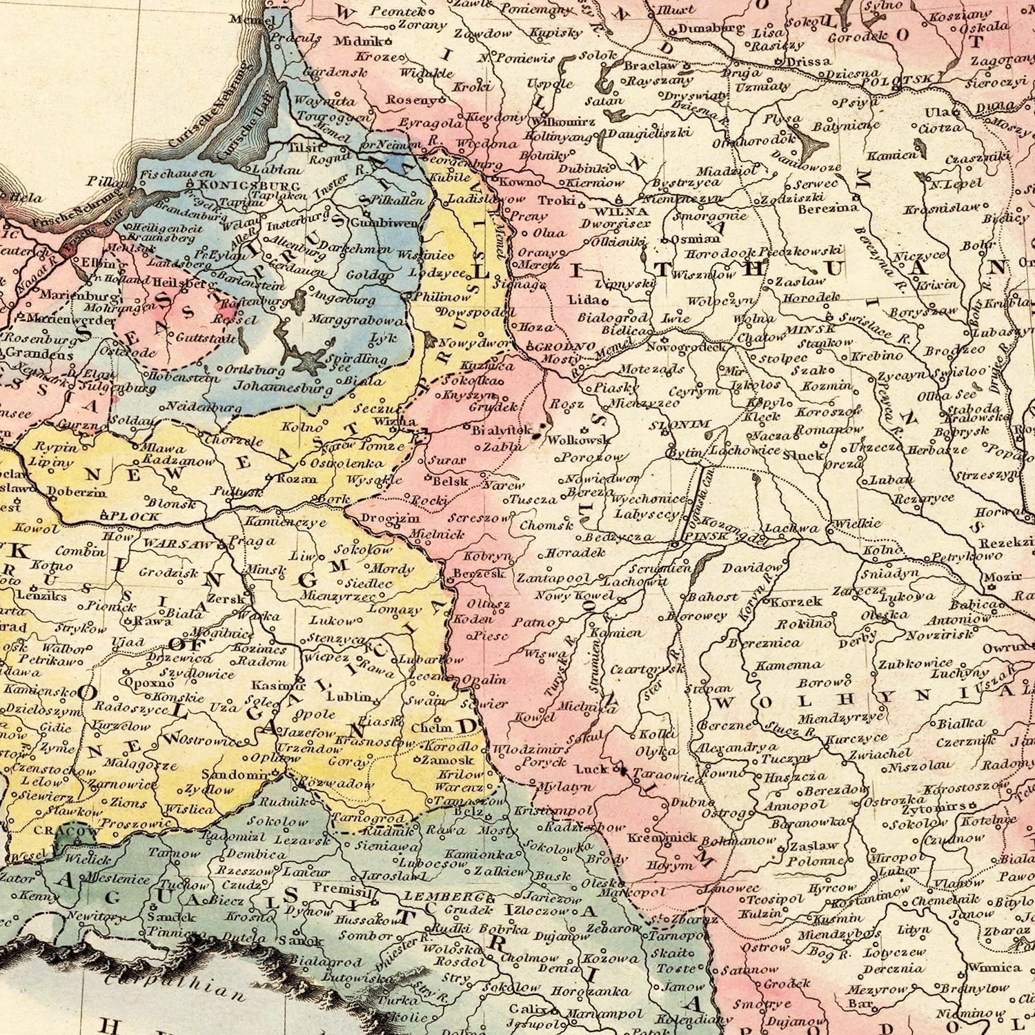 Vintage Map of Poland 1823