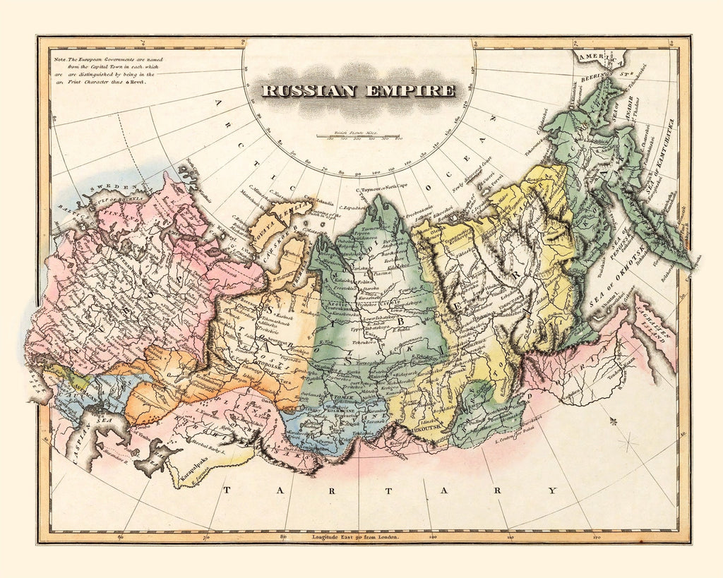 Vintage Map of Russia 1823