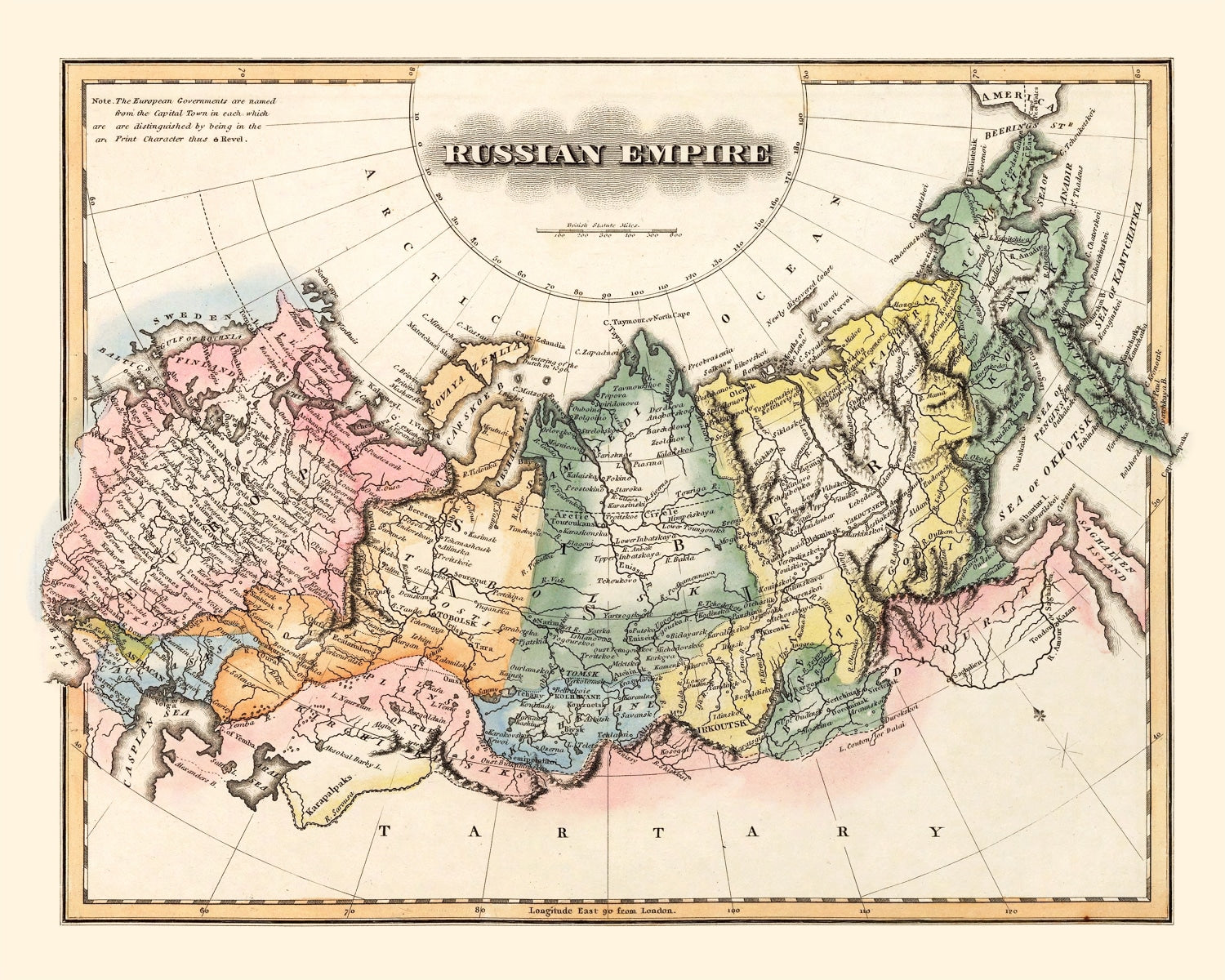 Vintage Map of Russia 1823