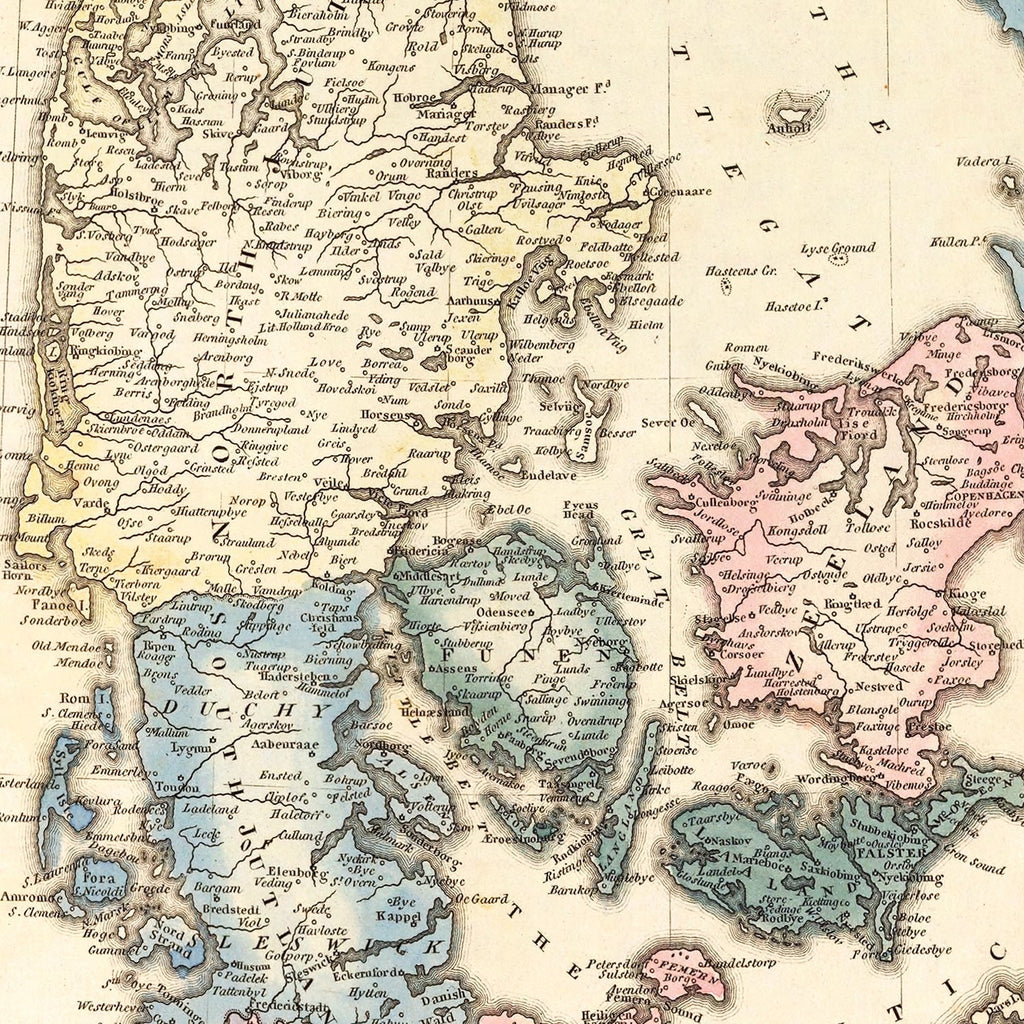 Vintage Map of Denmark 1823