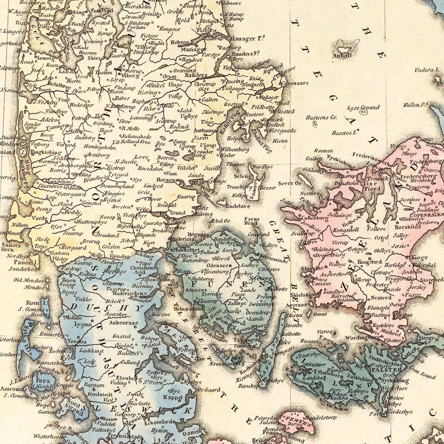 Vintage Map of Denmark 1823