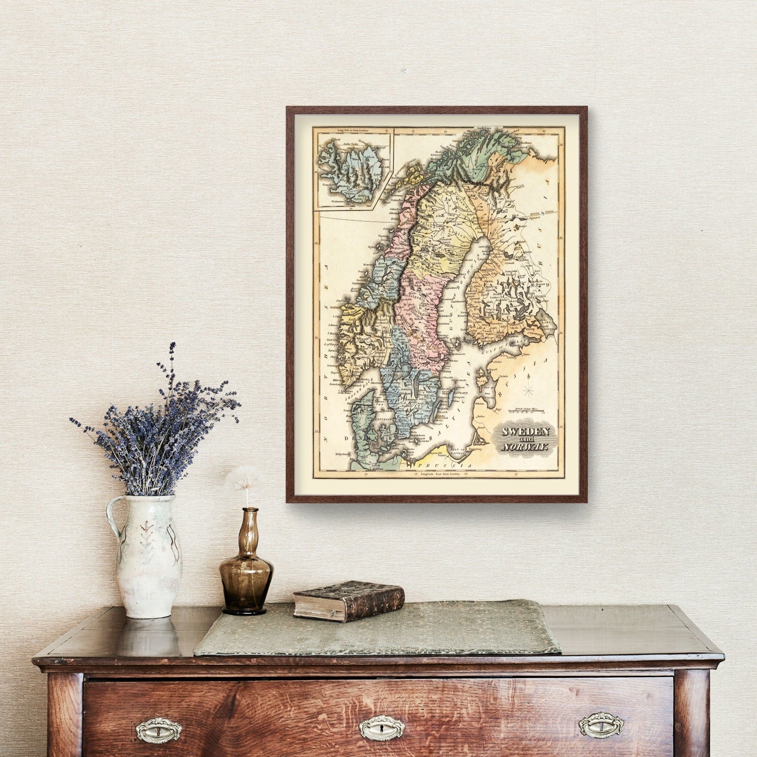 Vintage Map of Norway 1823