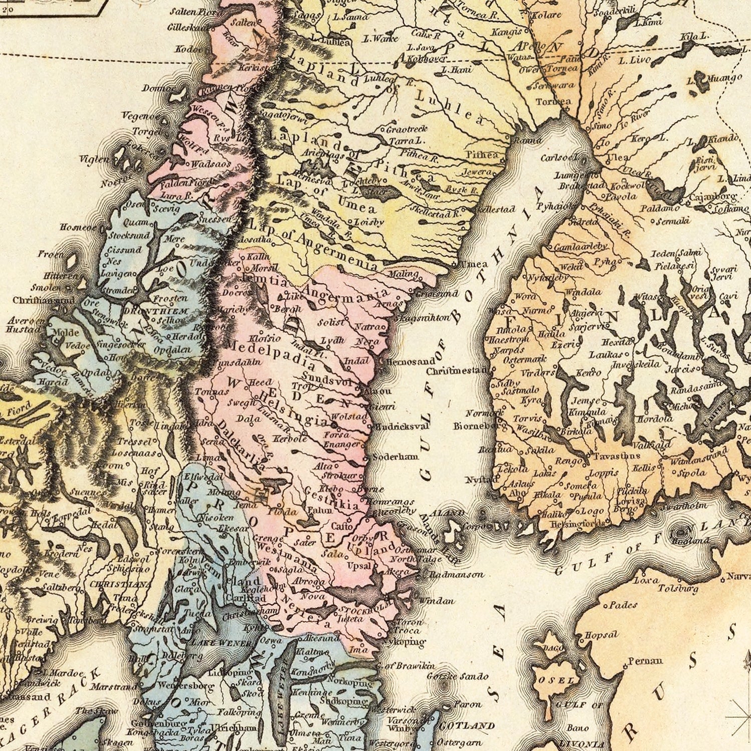 Vintage Map of Norway 1823
