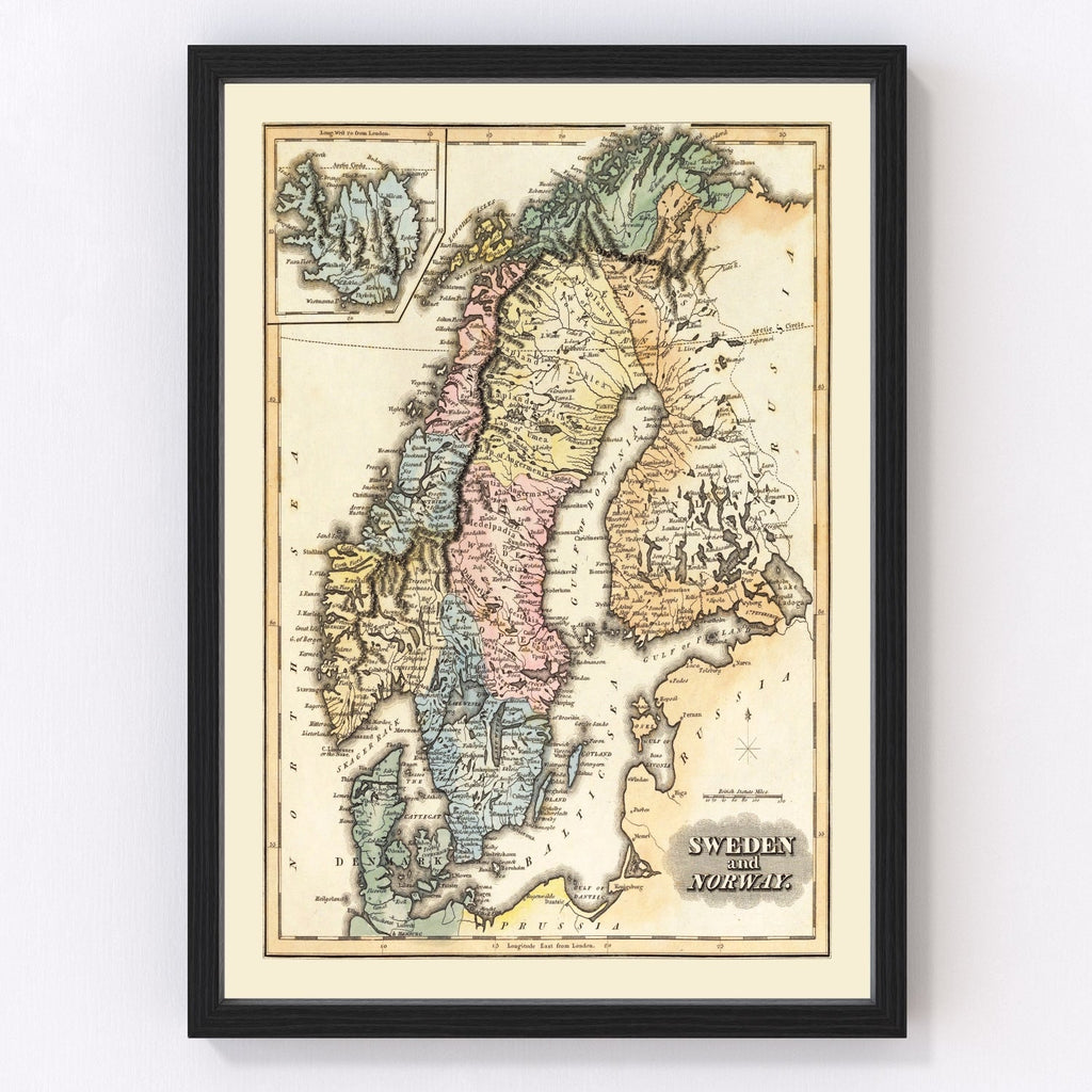 Vintage Map of Norway 1823