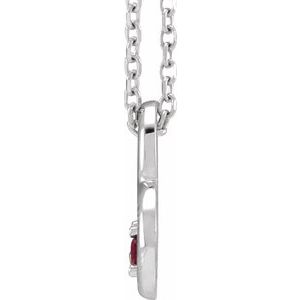 Platinum Natural Ruby & .015 CT Natural Diamond Heart 18" Necklace