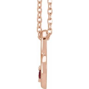 14K Rose Gold Natural Ruby & .015 CT Natural Diamond Heart 18" Necklace