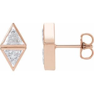 14K Rose Gold 7/8 CTW Natural Diamond Two-Stone Bezel-Set Earrings