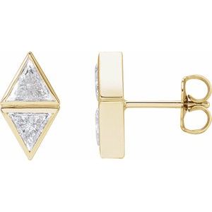 14K Yellow Gold 7/8 CTW Natural Diamond Two-Stone Bezel-Set Earrings