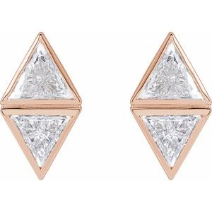 14K Rose Gold 7/8 CTW Natural Diamond Two-Stone Bezel-Set Earrings – image 2