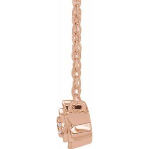 14K Rose Gold .015 CT Natural Diamond Flower 16-18" Necklace