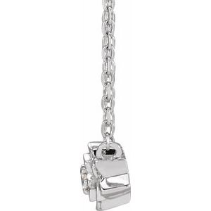 Sterling Silver .015 CT Natural Diamond Flower 16-18" Necklace