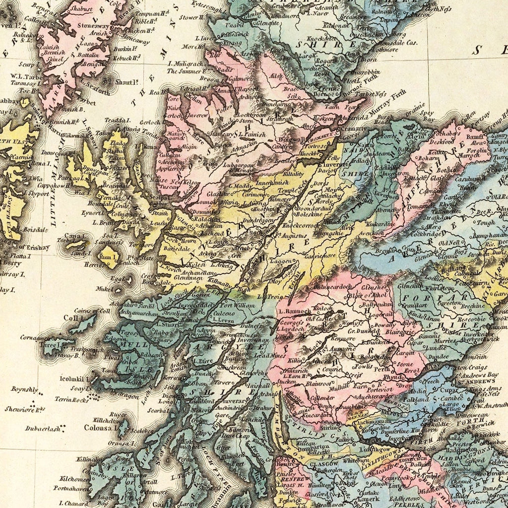 Vintage Map of Scotland 1823
