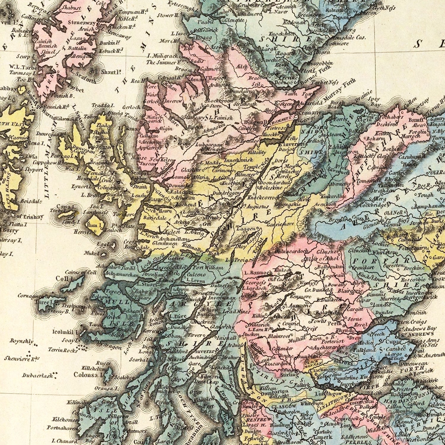 Vintage Map of Scotland 1823
