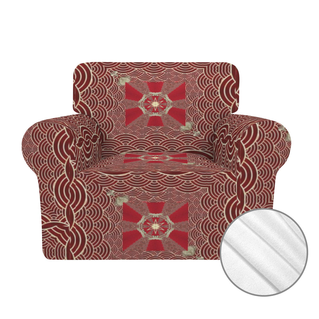 Maroon with Gold Chains Single Seat Sofa Chair Cover | Ships from USA