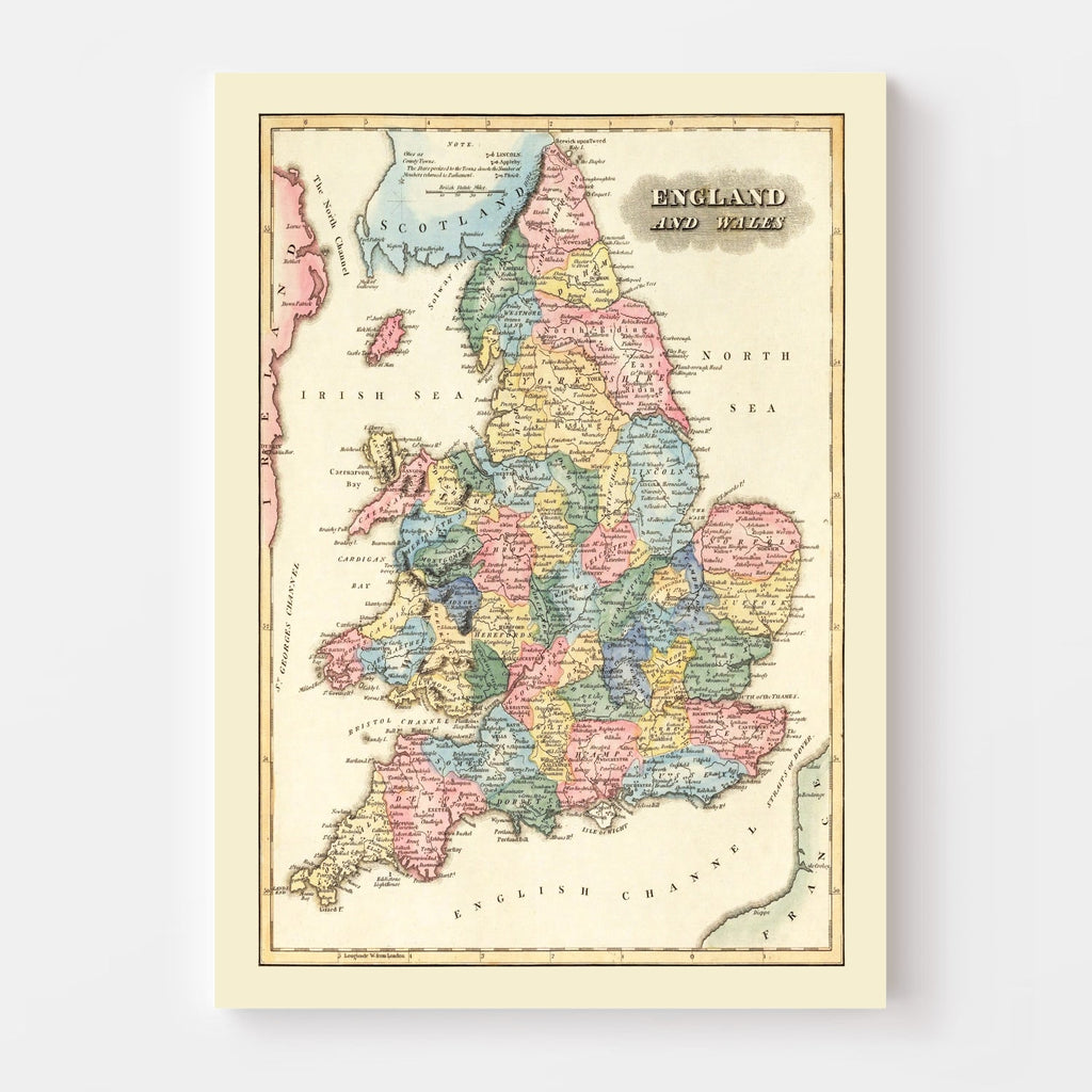 Vintage Map of England 1823