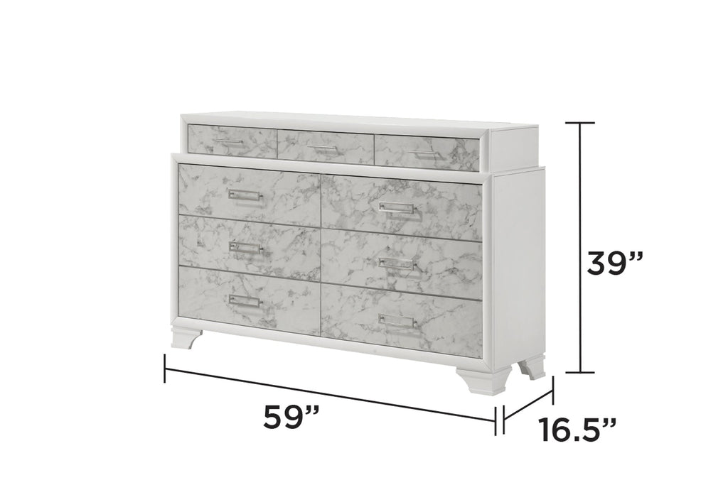 Soul Modern style Full 5PC bedroom set made with wood and Drawers in white