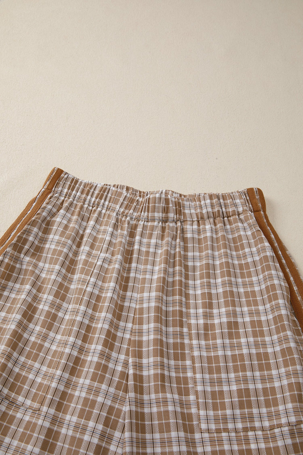 Plaid Bow Tie Contrast Elastic Waist Jogger Pants