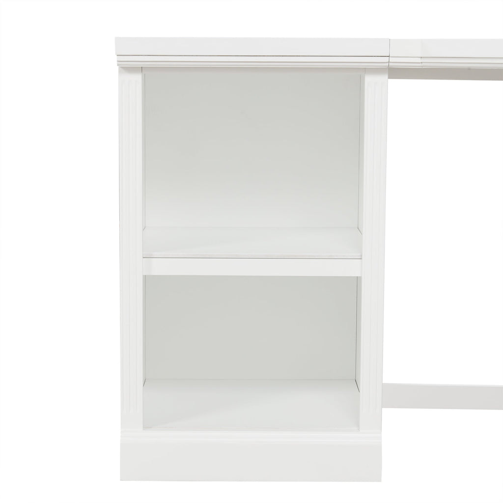 57.68' Modern L Shaped Executive Desk with 2 Storage Cabinets and 3 Drawers,Corner Writing Desk,Office Desk Furniture,Computer Desks with Depth Workstation for Home Office,Living room,White