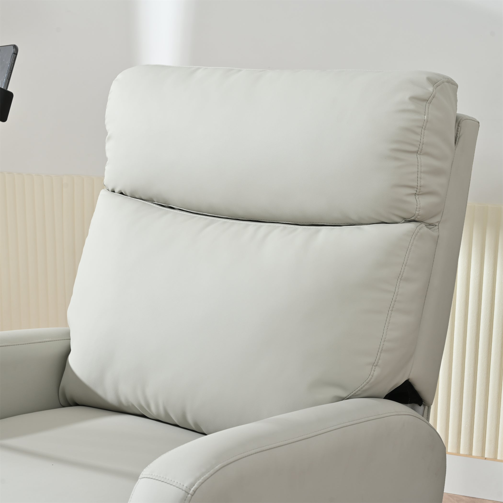 Rocking Recliner Chair, 360° Swivel Nursery Rocking Chair, Glider Chair, Modern Small Rocking Swivel Recliner Chair, Home Theater Seat, Phone Holder (Light Gray+360° Swivel)