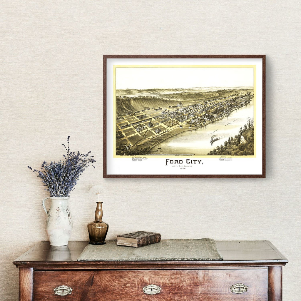 Vintage Map of Ford City, Pennsylvania 1896